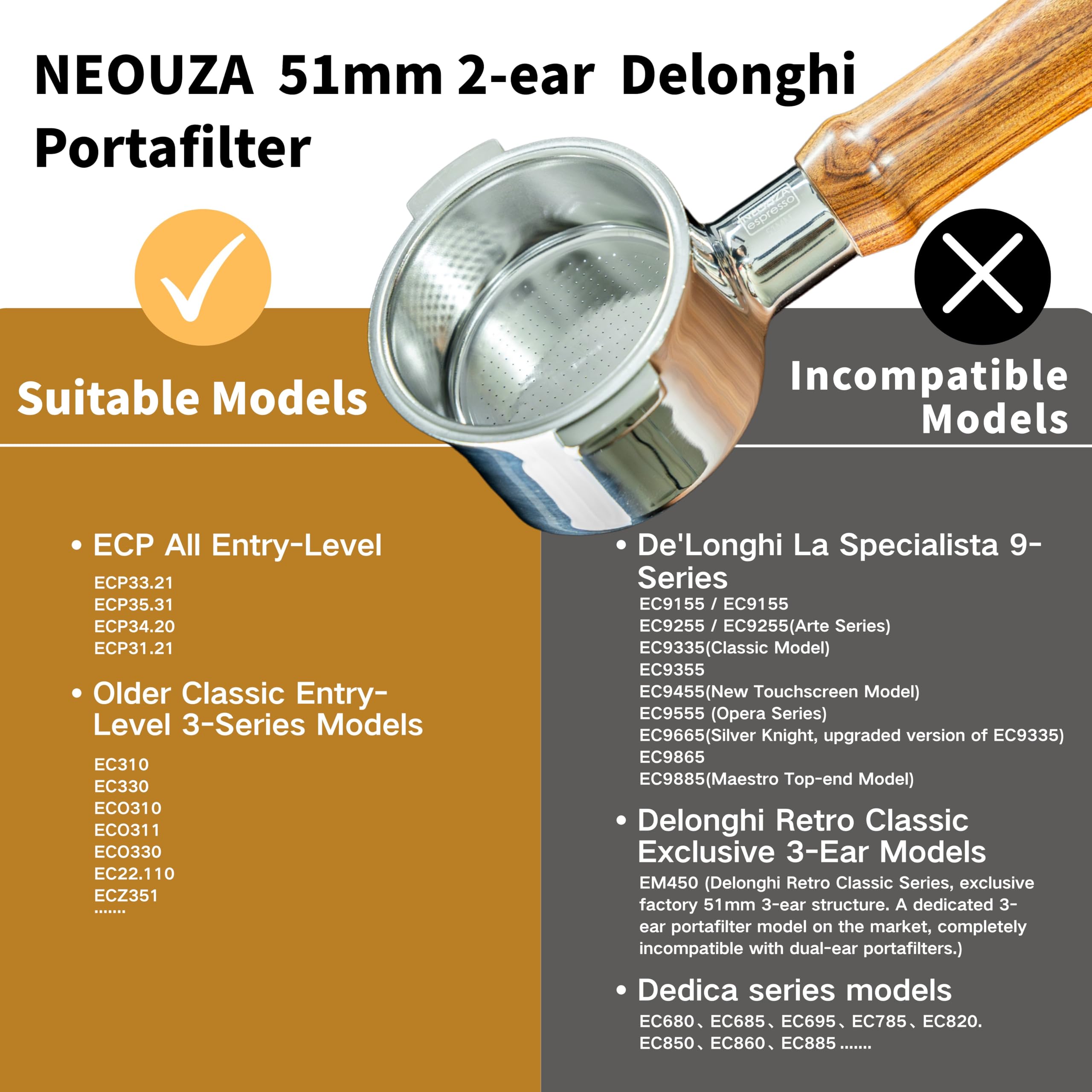 Amazon.com: NEOUZA Espresso Portafilter 51mm Compatible with