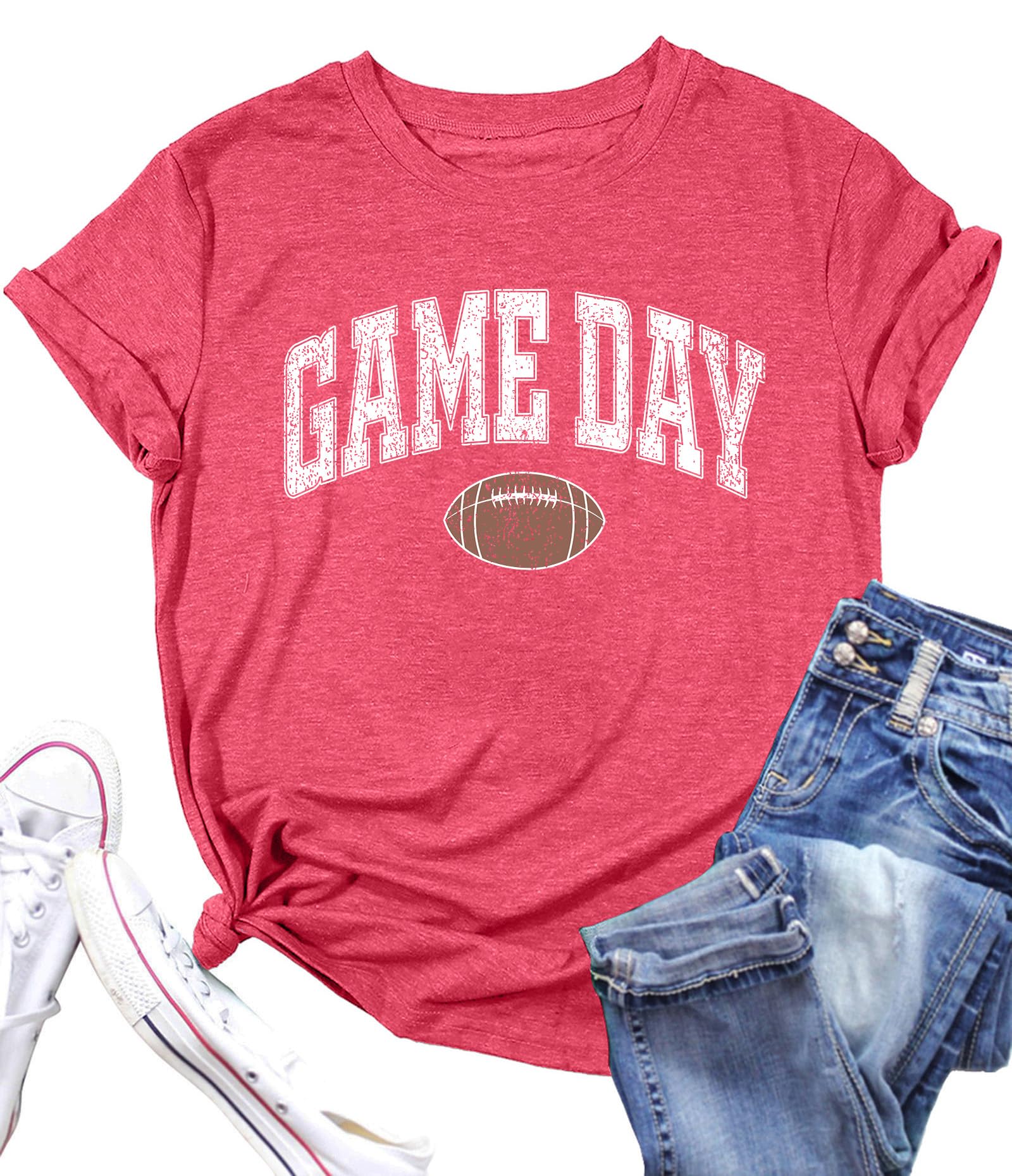Football Shirts for Women Game Day Tshirt Sunday Football Graphic Tee Top Funday Shirt Blouse