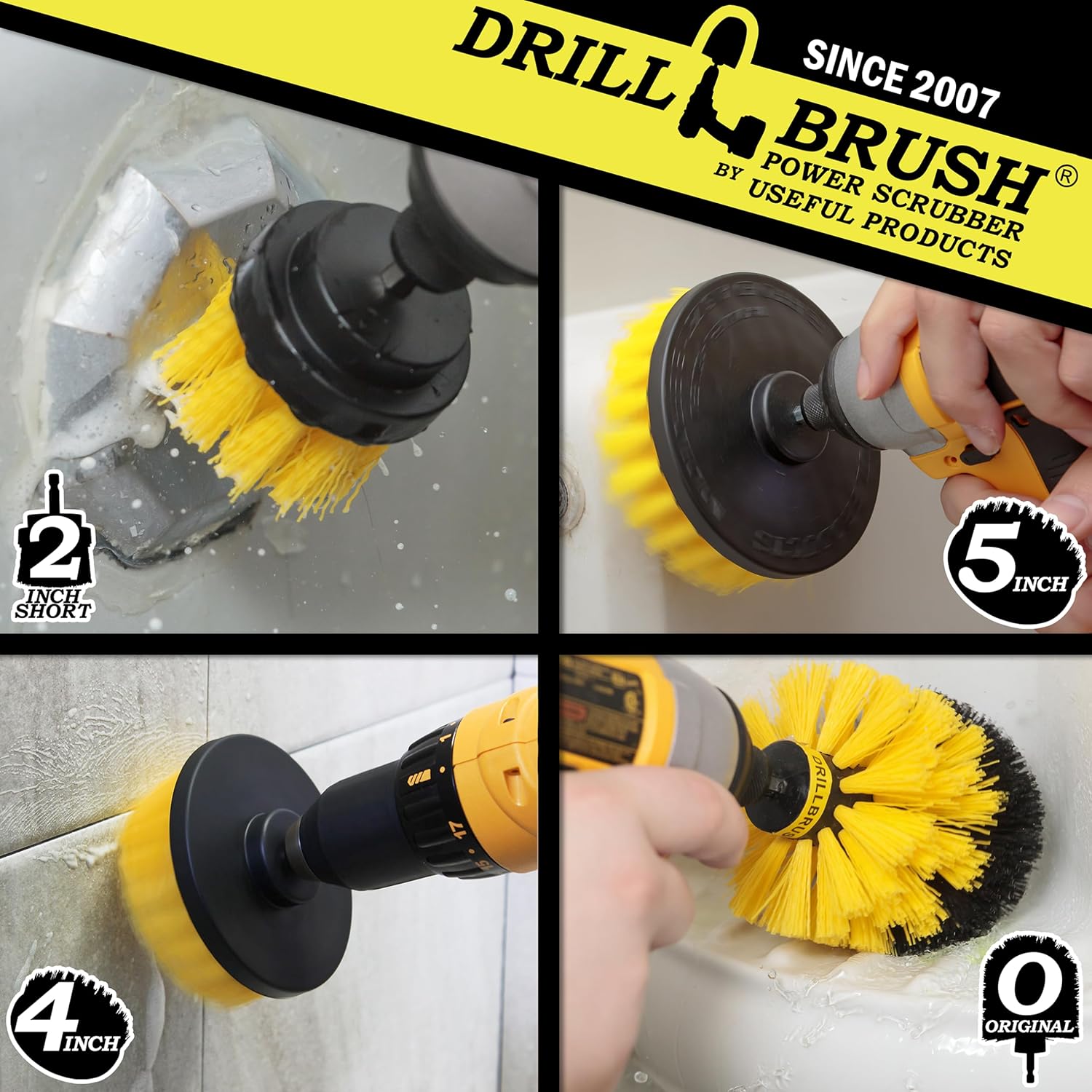 Bathroom Accessories - Drill Brush - Bathroom Cleaner Kit - Shower Cleaner Brush - Shower Door Cleaner - Bathtub Brush - Bath Mat - Tile Cleaner- Grout Cleaning Brush - Scrub Brush - Bathroom Rugs