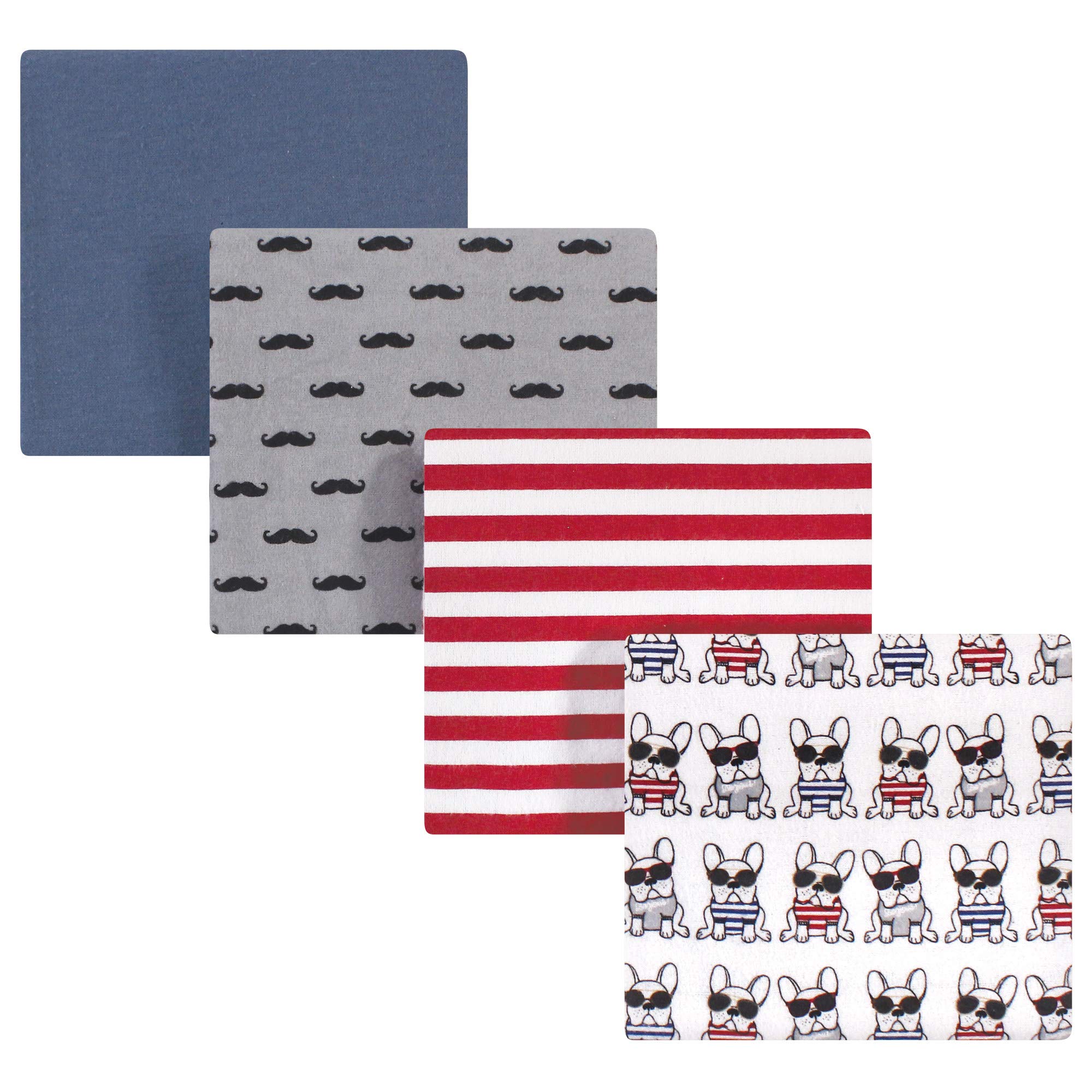 Hudson Baby Unisex Baby Cotton Flannel Receiving Blankets, French Dog, One Size