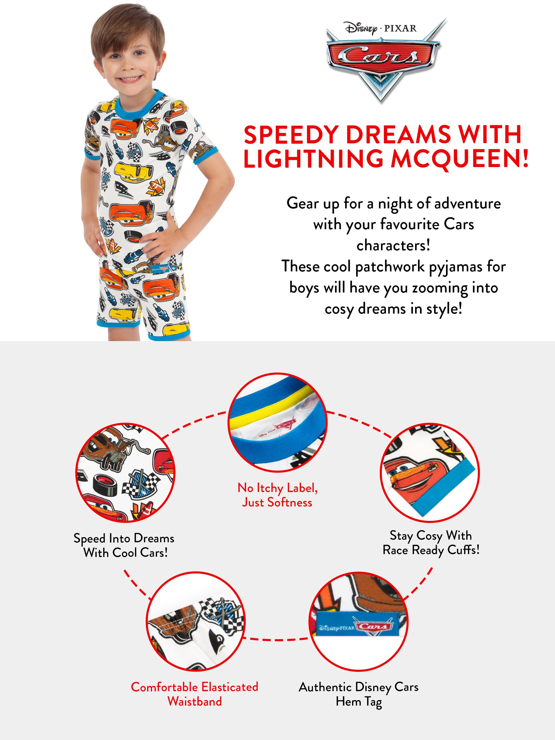 Disney Cars Pyjama | Ensembles de Pyjama Garçon Flash Mcqueen | Bien Ajusté Pyjama pour Enfants