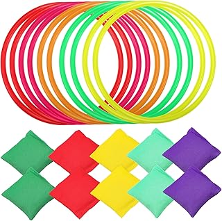 BCOATH 20pcs Set Outdoor Play Set Outdoor Bean Bags Toy Rings Throwing Game Set Ring Toss Bean Bag Set Throwing Ring Set for Party Propylene Toy Ice Cream Outdoor Set Ring and Bean Bag