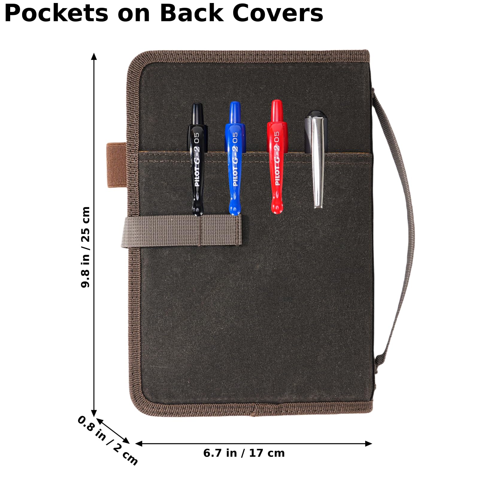 Cuaderno de campo A5, cubierta para planificador, diario de viaje para hombres y mujeres, cubierta de cuaderno de viajeros, cubierta A5 de lona encerada resistente al agua con soporte para bolígrafo