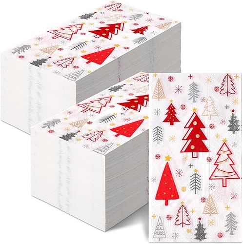 200 toallas de papel de Navidad para invitados, toallas de mano de papel de Navidad para baño, servilletas de árbol de Navidad para Navidad, disponible en Yaxa Colombia