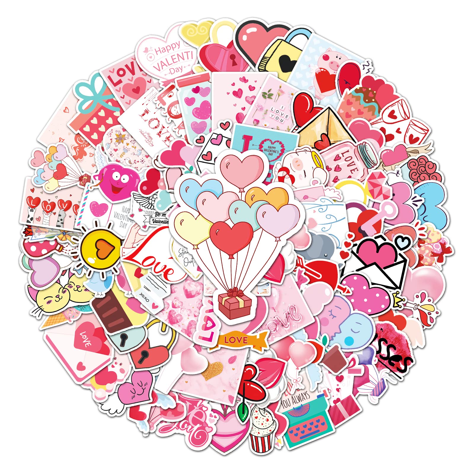Cerlaza 100Pcs Valentines Day Stickers Heart Stickers, Self-Adhesive Heart Sticker for Valentines Day Decoration, Heart Stickers for Kids, Adults Valentines Day Accessories