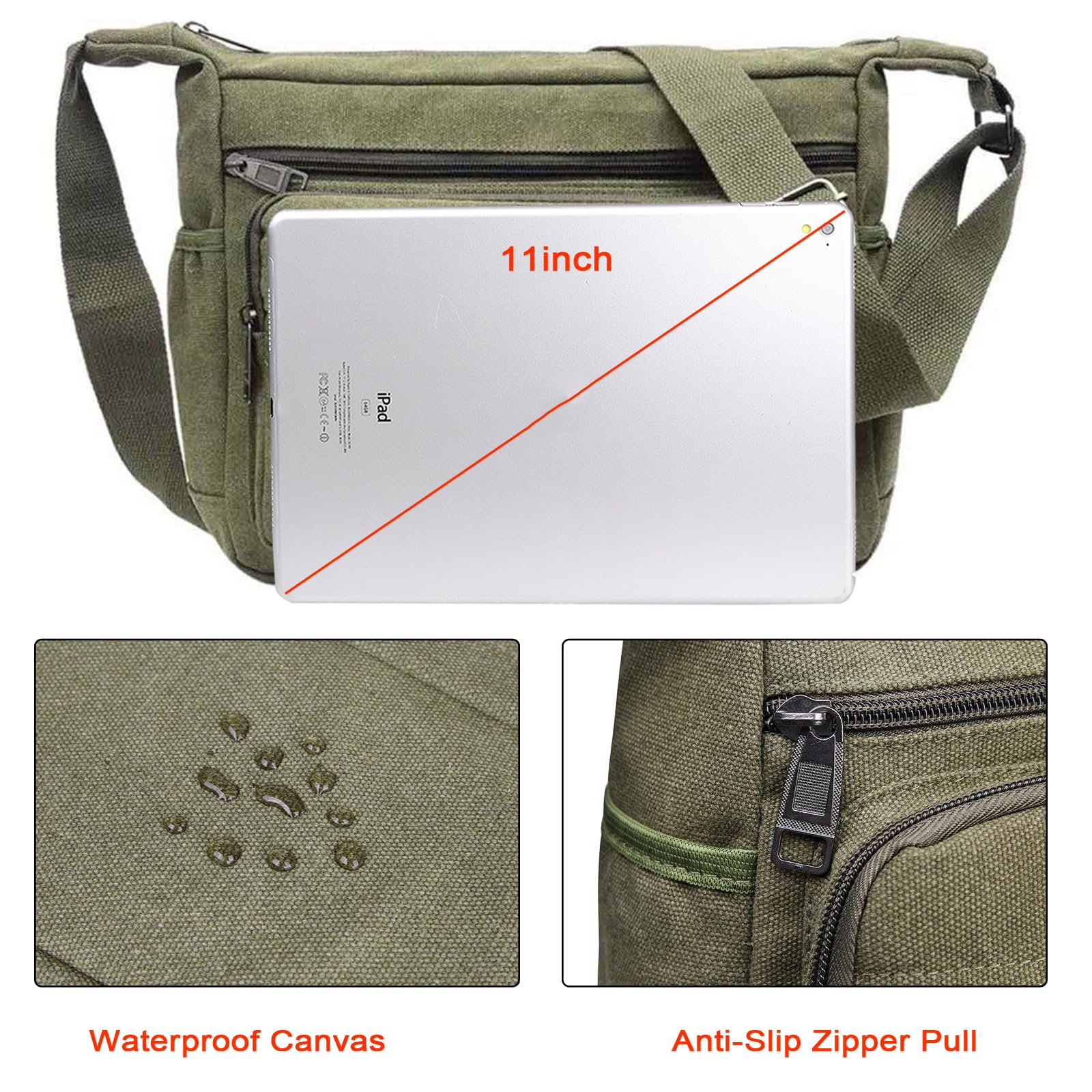 JAKAGO Wasserdichte Umhängetasche Herren,Multi-Tasche aus Segeltuch,Arbeit Taschen für Herren & Damen,für Outdoor,Camping,Reisen,Arbeiten,täglicher Gebrauch