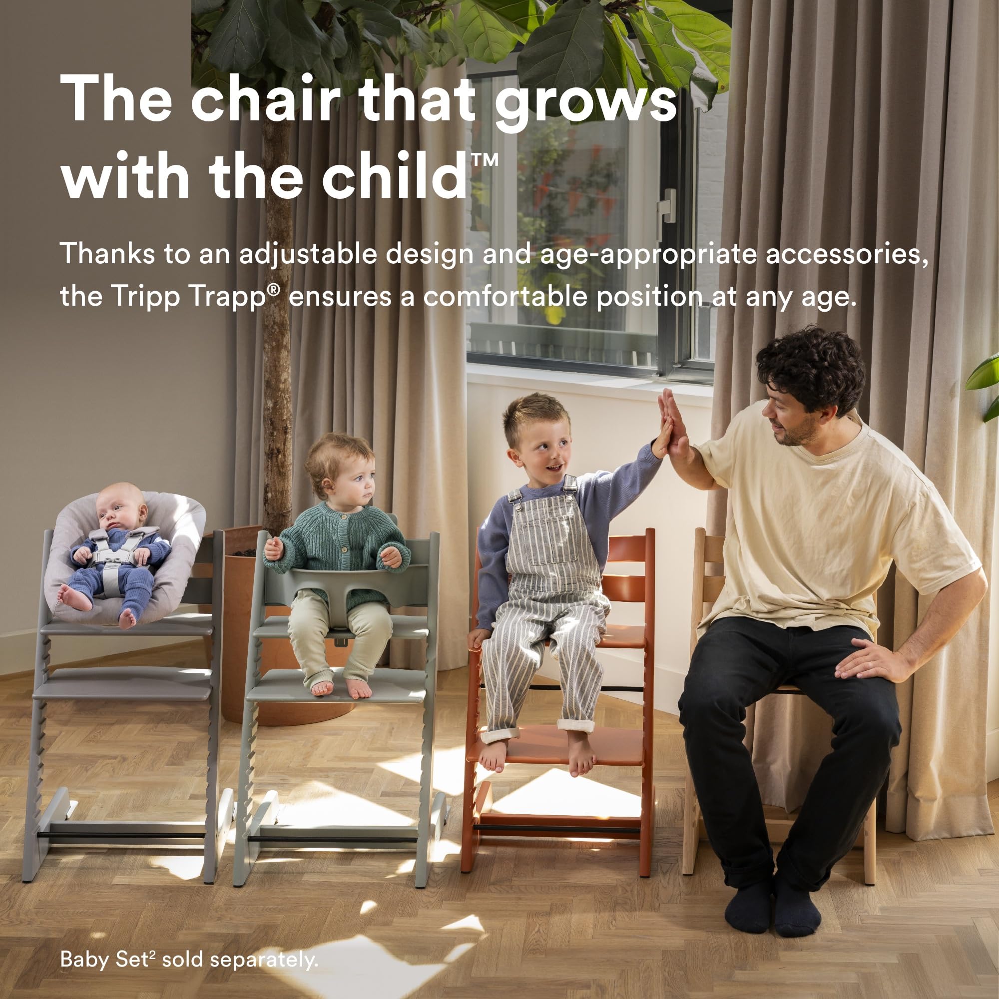 Stokke Tripp Trapp Sedia Naturale Newborn Set Grigio per Neonati fino a 9 kg