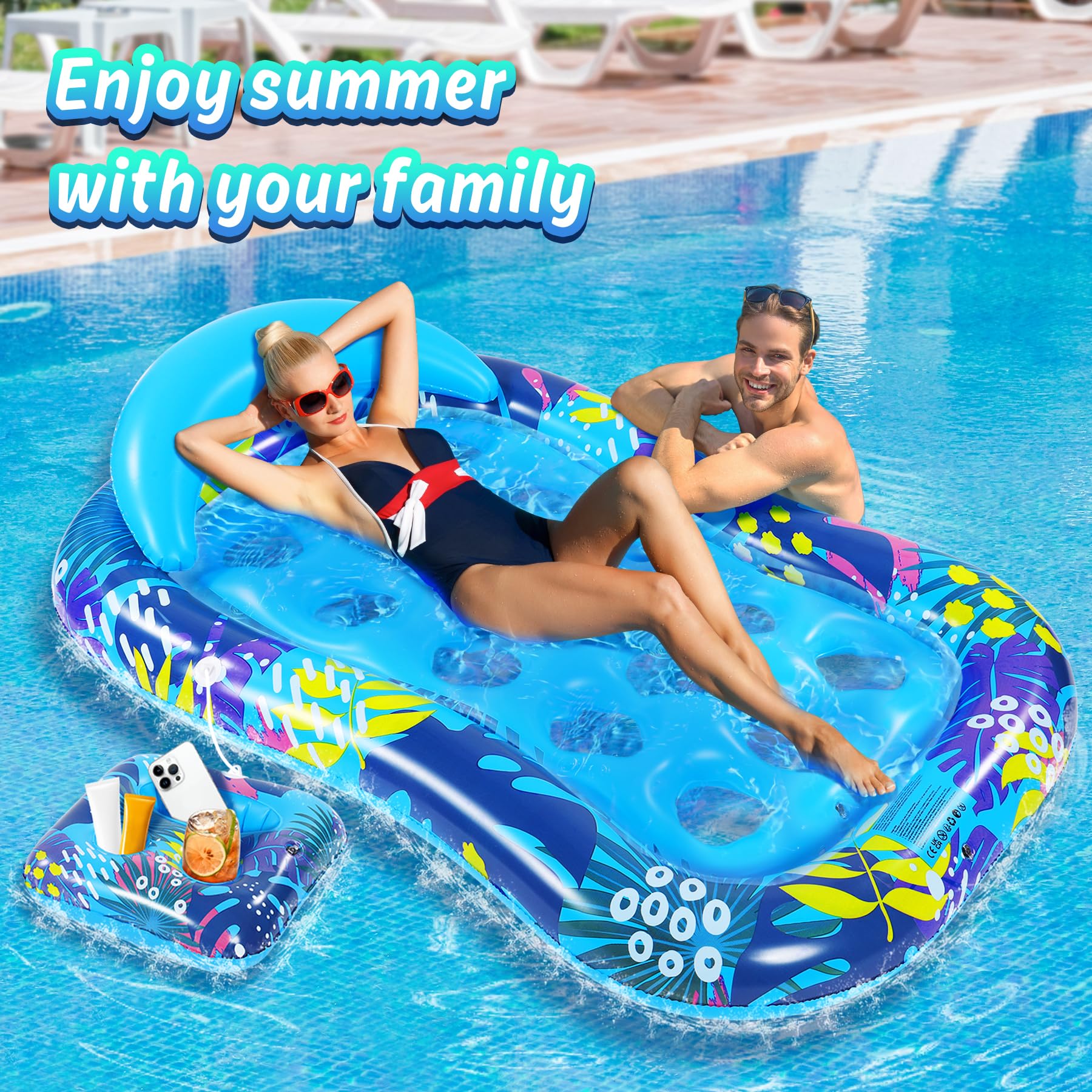 Subtail Materassino Mare Piscina - Materassino Gonfiabile Mare Con Portabicchieri Staccabile - Poltrona Gonfiabili Piscina - Materassino Gonfiabile Mare - Cuscino Amaca Gonfiabile Mare Adulti Bambini