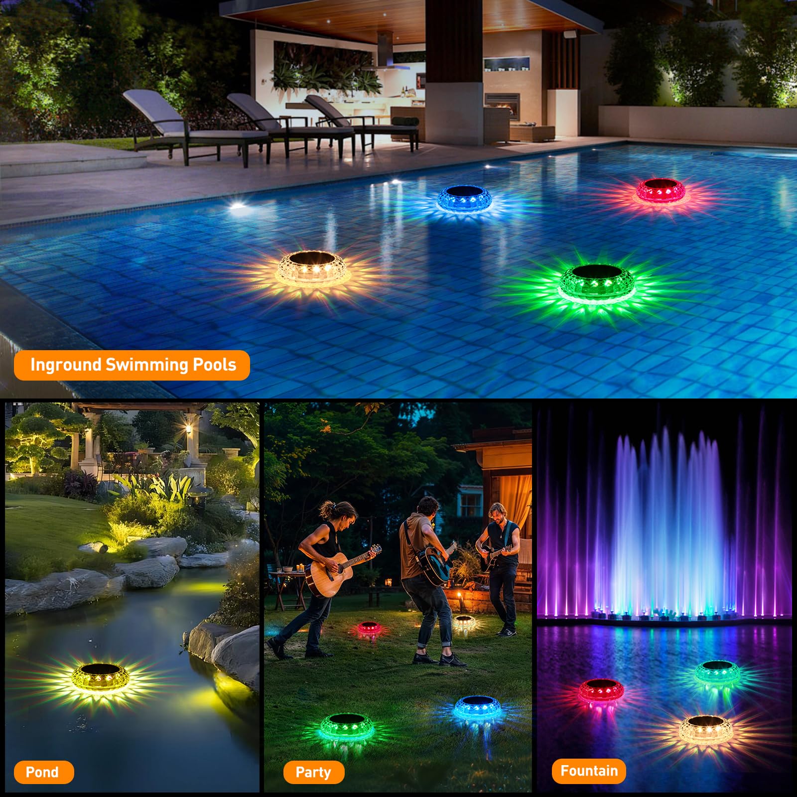 Schwimmende LED-Pool-Lichter, solarbetrieben, Pool-Lichter, die für den Innen-, Oberirdischen Pool/Teich/aufblasbaren Whirlpool/Badewanne/Party, Schwimmbadzubehör Essentials Dekorationen für den