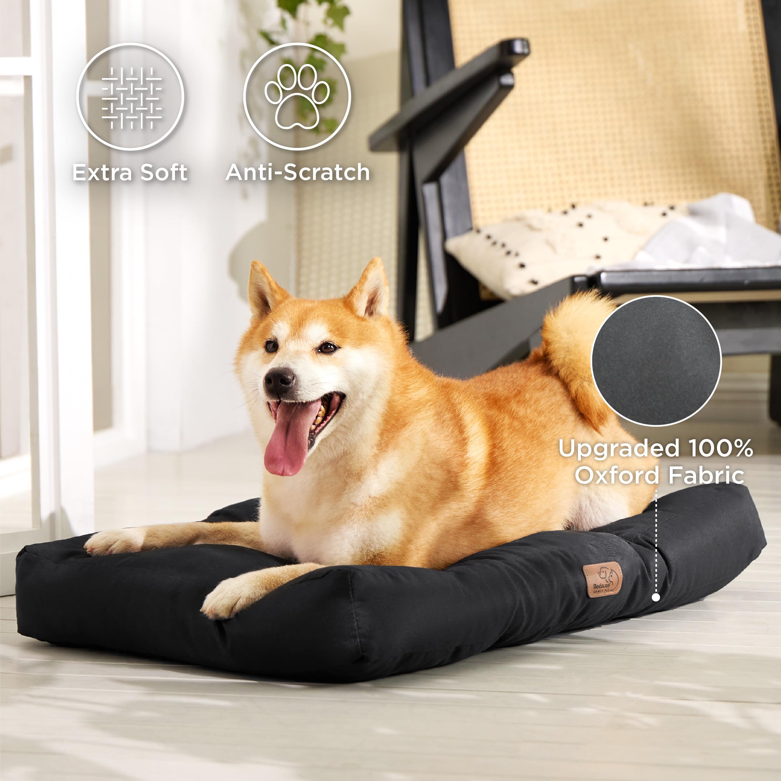 Bedsure Cuscino Per Cane Piccolo - Cuscini per Cani Taglia Piccola Tappeto Cane Cuscino Cane Interno Cuscino Cuccia Cane Impermeabile 76x50 cm Nero Lavabile