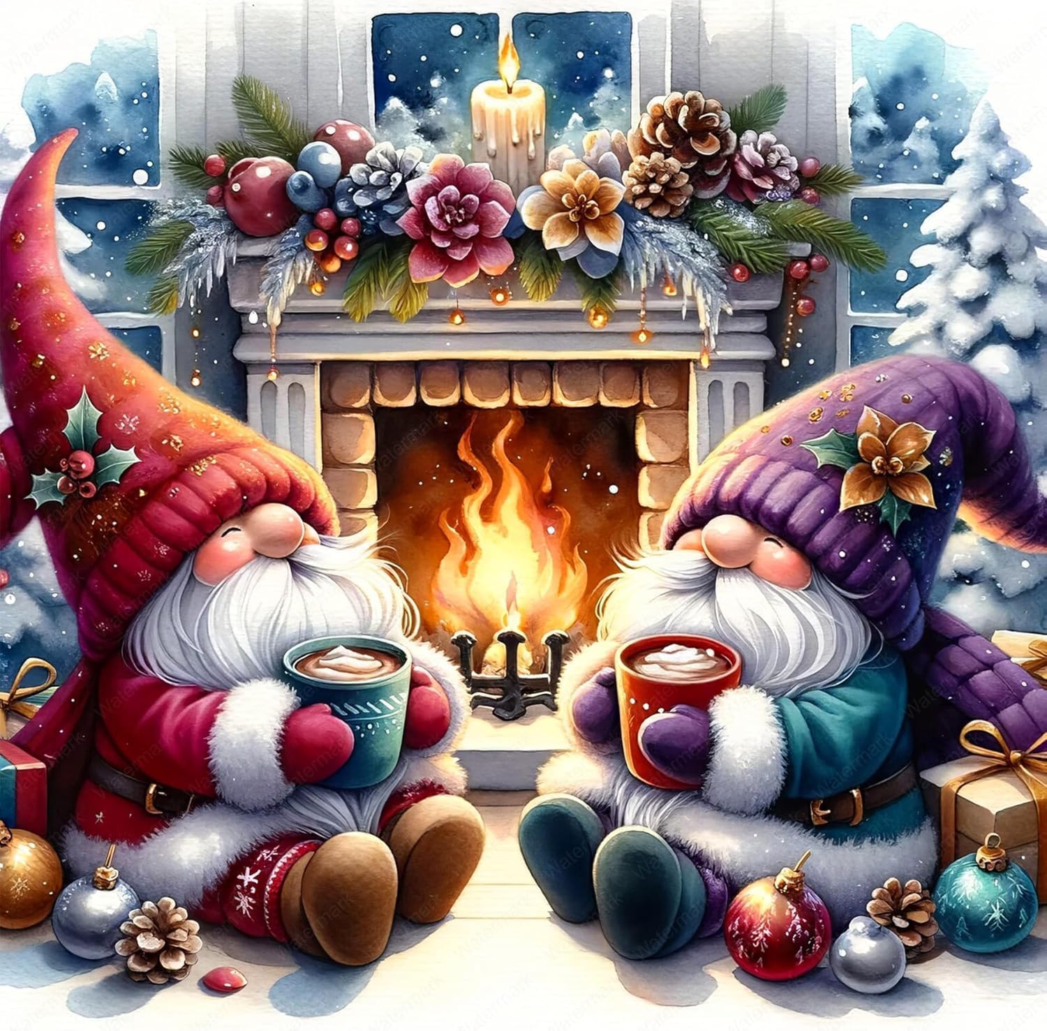 Christmas Stamped Cross Stitch Kits Gnome Counted Cross