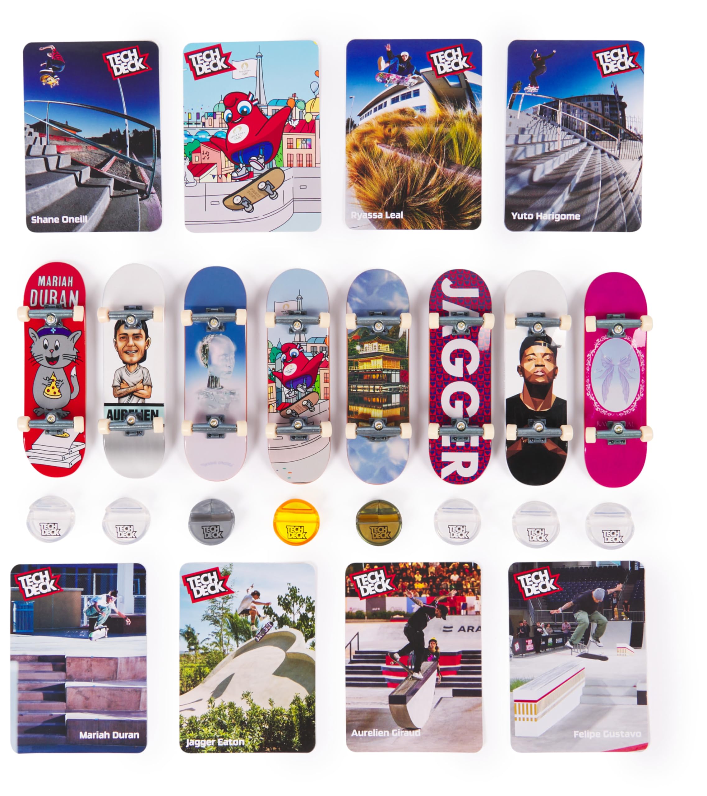 Tech Deck - Finger Skate À Collectionner - 8 Finger Skates - Produit Officiel sous Licence Jeux Olympiques Paris 2024 - Mini Skate Doigt - Coffret Cadeau - Jouet Enfant - Jeu Enfant 6 Ans et +