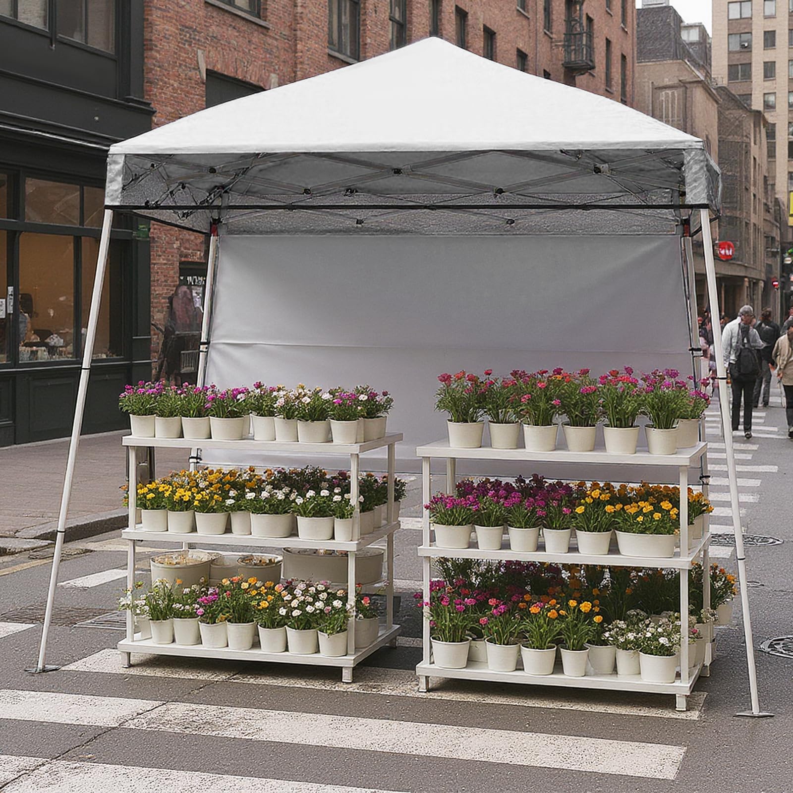 COSTWAY Gazebo Pop-up da Esterno 182 x 182 cm, Gazebo Pieghevole con 1 Parete Laterale, Gambe Inclinabili Regolabili e 4 Picchetti, Tendone Impermeabile per Feste, Campeggio e Picnic (Bianco)