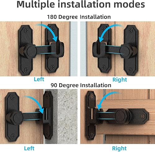 Miniatura 3 de Cerraduras de 90180 grados para puertas de granero, Hardware de bloqueo de puerta corrediza de granero, Cerraduras de puerta abatible para granero,