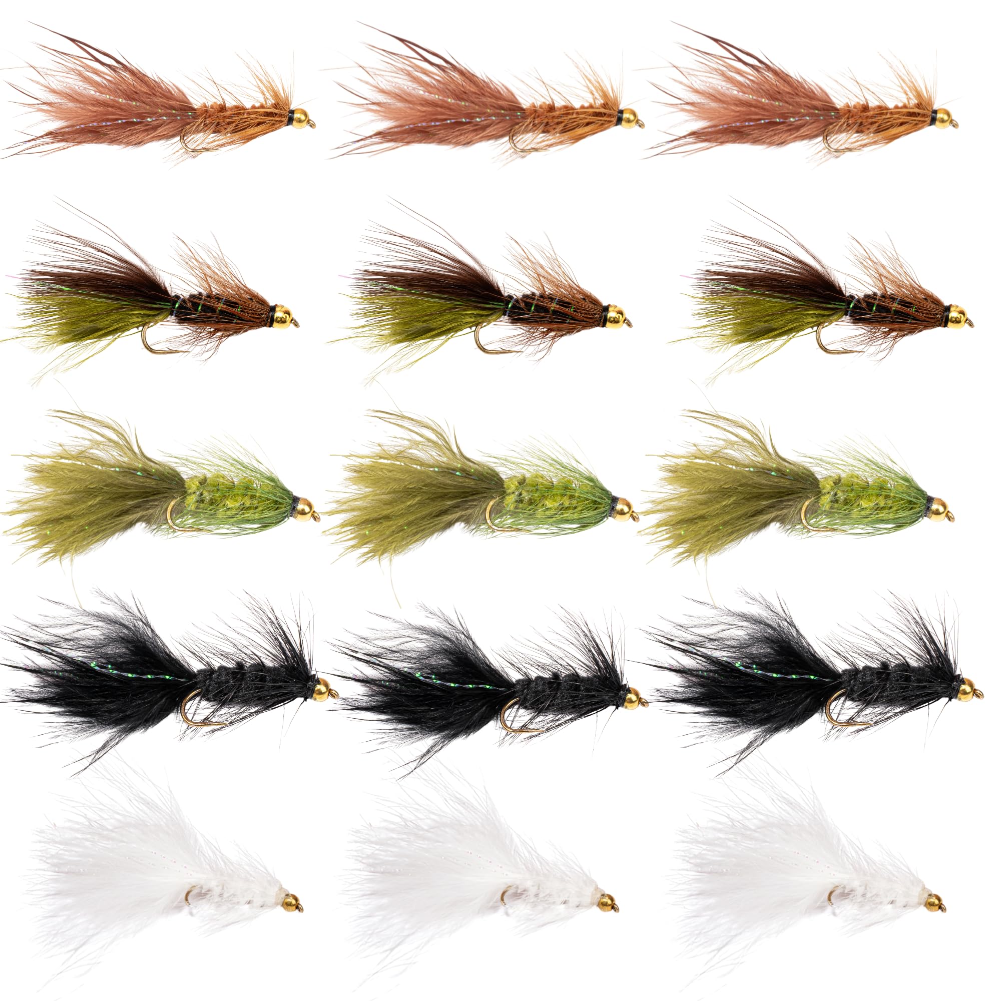 Woolly Bugger Fly Fishing Flies Assortment | Beadhead Streamer Wet Flies for Trout Bass Panfish | Versatile Sizes and Colors | Fly Fishing Lures for Rivers Lakes Streams