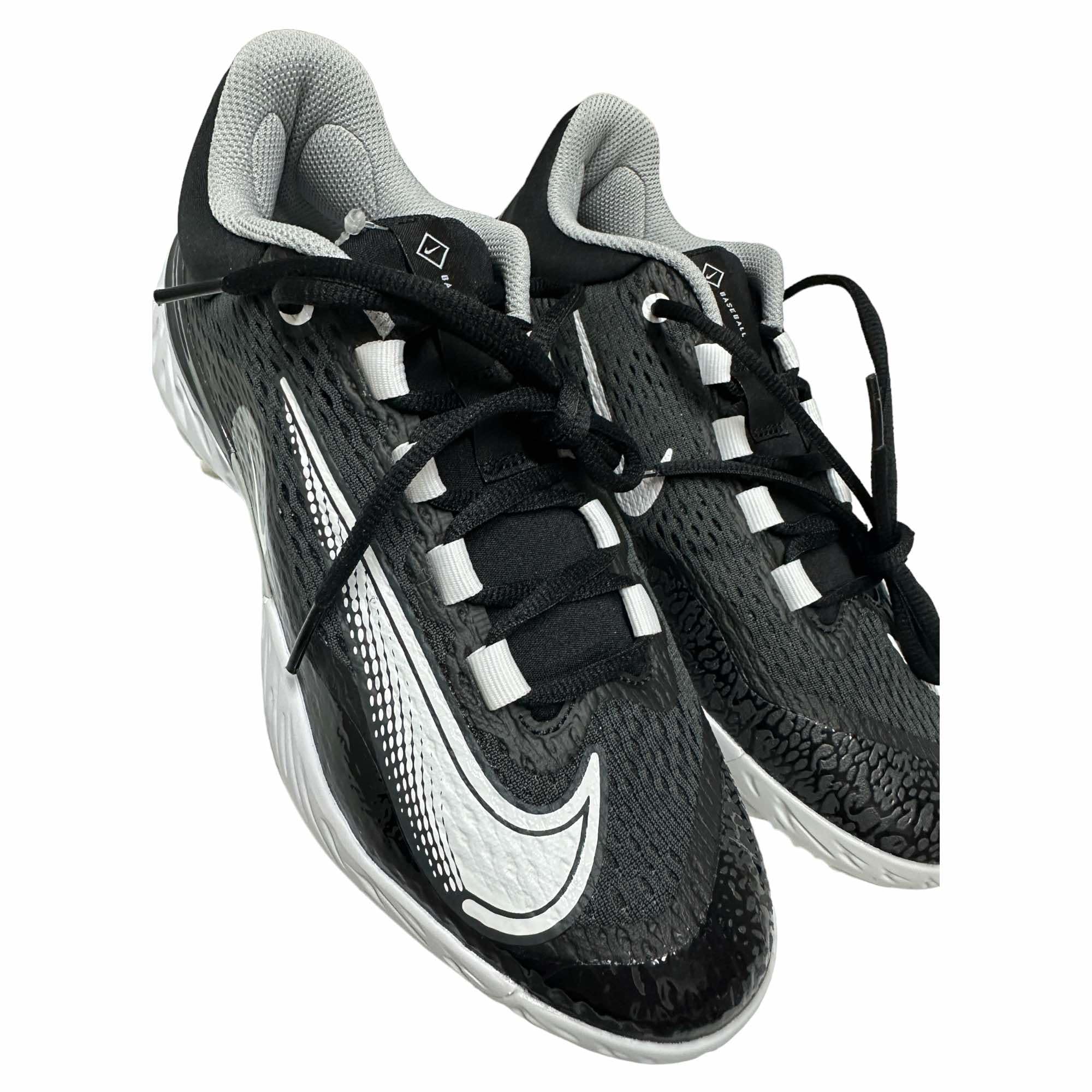 Nike Men's Alpha Huarache Elite-4 Low Baseball Softball Cleats Shoes Black/White/Dark Smoke Grey #DJ6511-011 - Size Men's 7.5