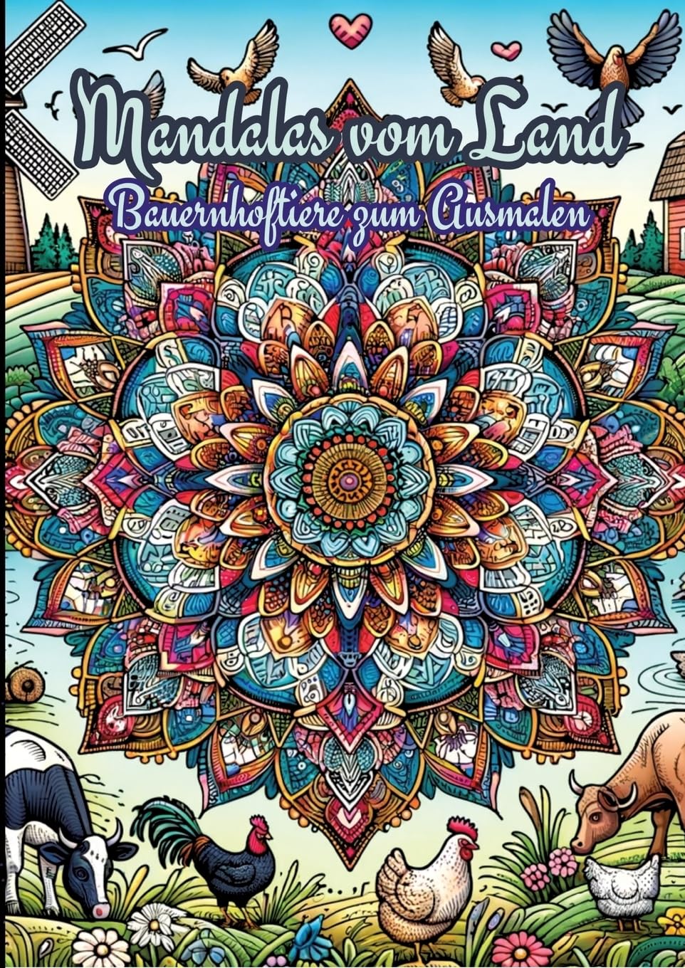 Mandalas vom Land: Bauernhoftiere zum Ausmalen