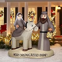 Vista 2 de Blessed Journey to Bethlehem Mary & Joseph Christmas inflable de 6 pies de ancho con parche de reparación