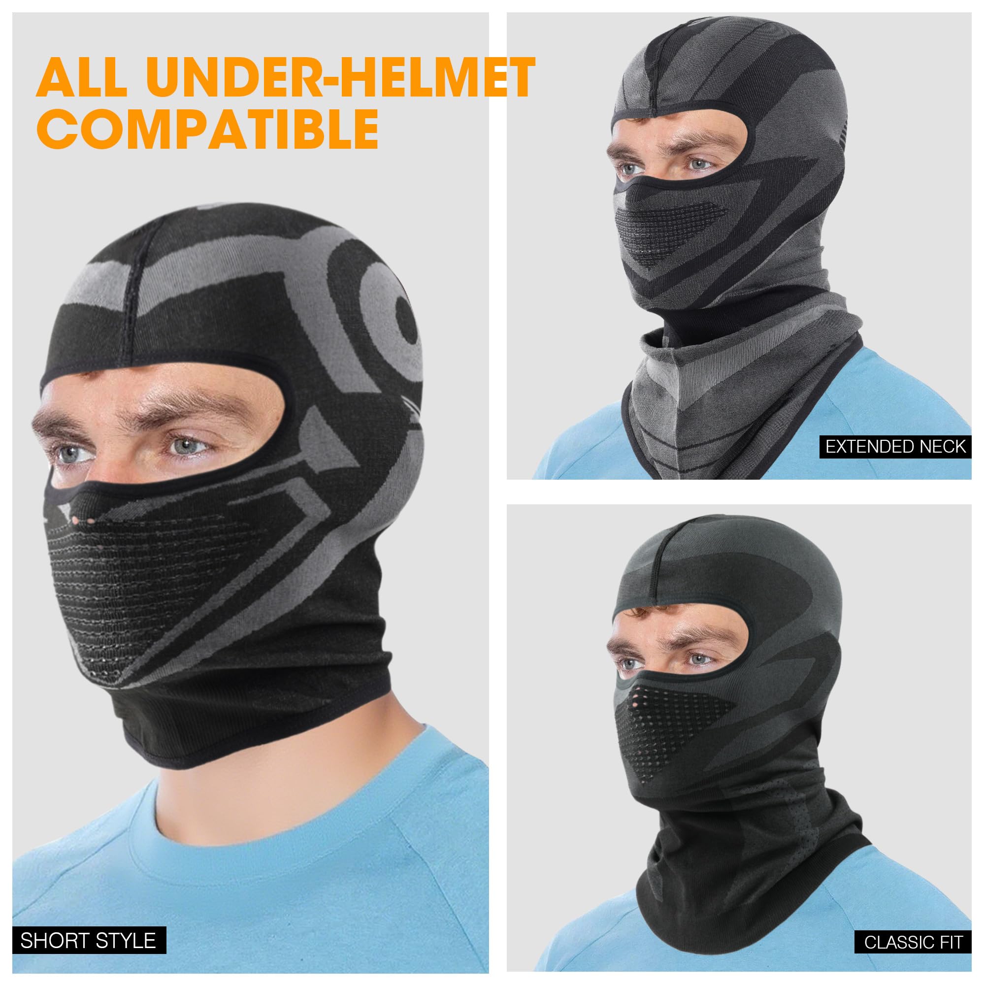 WTACTFUL Kominiarka motocyklowa na lato, oddychająca, pełnotwarzowa, maska motocyklowa, dla mężczyzn i kobiet, na zimę, rower, snowboard, krótka, czarna