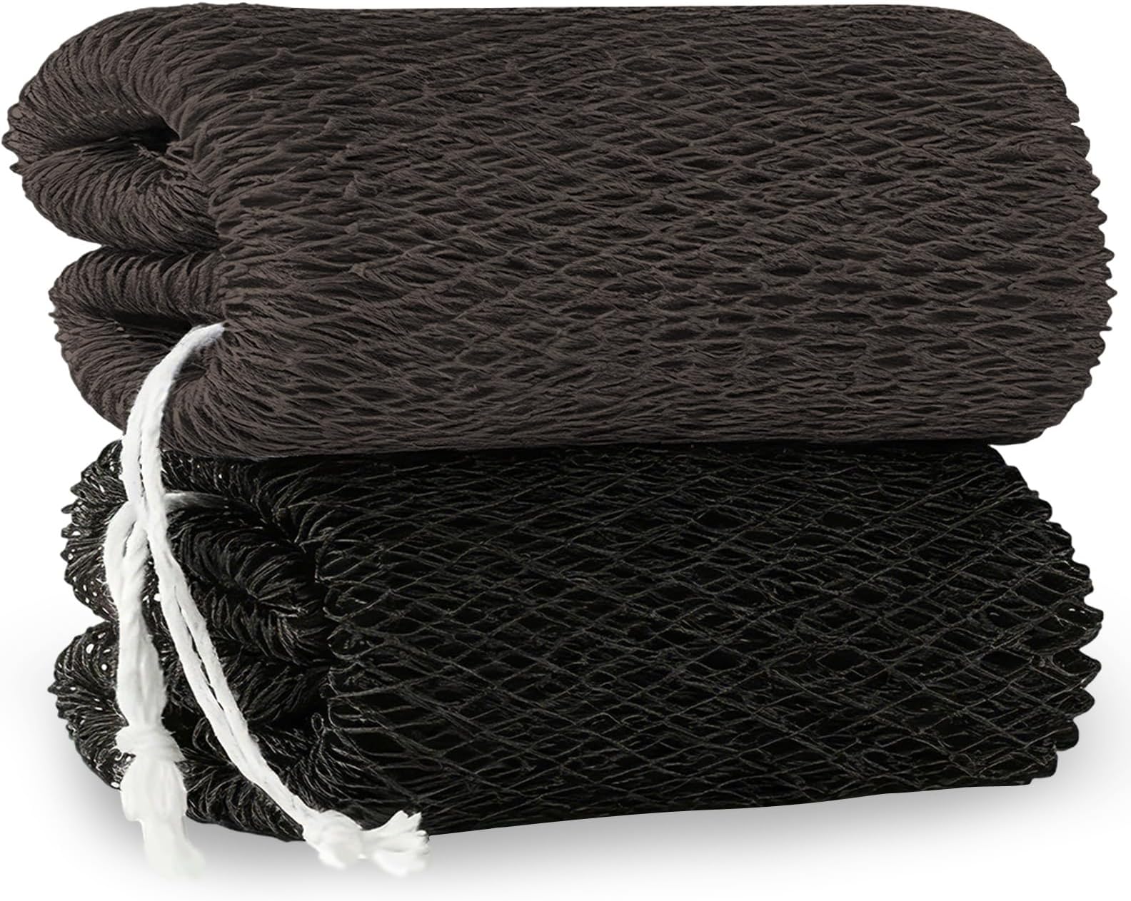 – Exfoliating African Net Bath Sponge, 2 Pcs Authentic Body Back Scrubber Shower Towel for Men and Women, Scrub Wash Bathing Loofah Sponges (Black & Brown)