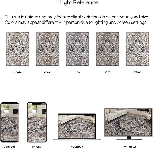 Miniatura 6 de ReaLife Rugs Alfombra Pasillo Lavable a Máquina - Sala de Estar Dormitorio Baño Cocina Entrada Oficina - Acolchada Pelo Bajo Resistente a Manchas