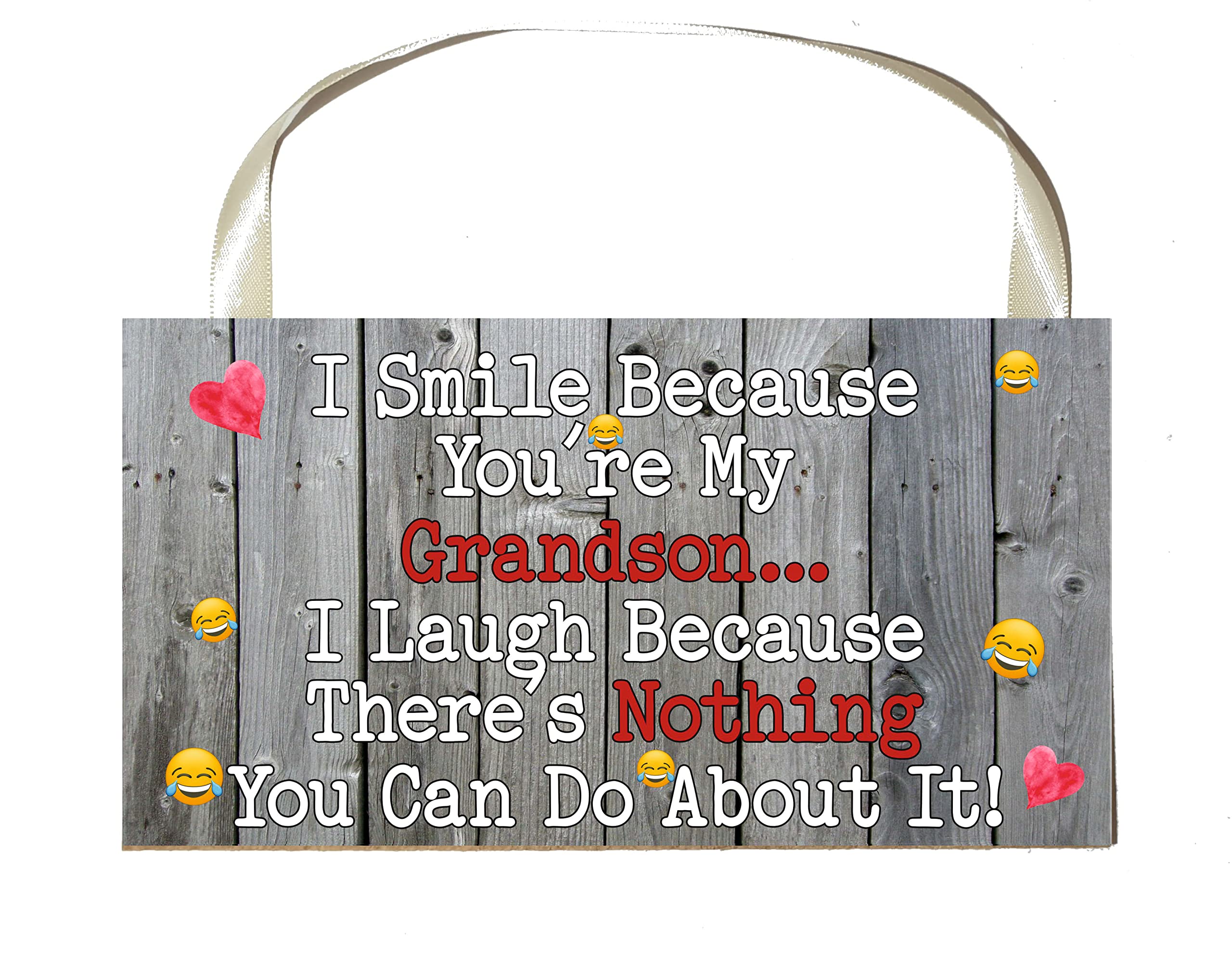 Decalarama Grandson Plaque Gift – I Smile Because You're My Grandson - Fun Birthday Novelty Present