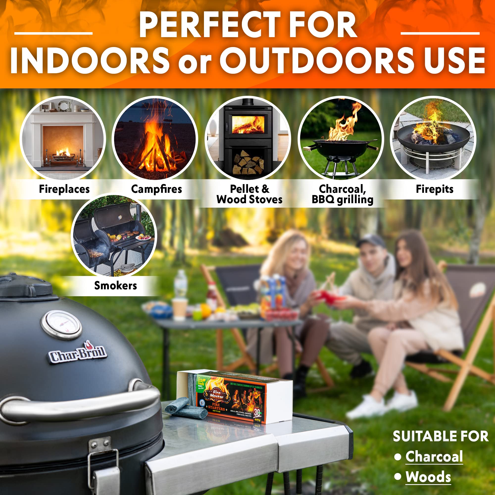 Fire Starter Logs for Fire Pit -30PCs Wax Charcoal Starters for Grill/BBQ  Pit Starter - Weather-resistant Outdoor fire starter stick -Odorless u0026  Natural Indoor Fireplace Fire Starter -Fire Starter Kit : Amazon.ca: