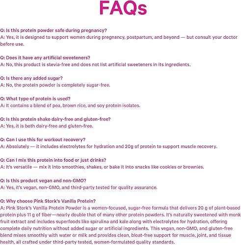Miniatura 9 de Pink Stork Proteína en polvo para mujeres, 0.71 oz de proteína en polvo a base de plantas con fibra + superalimentos, sin gluten, sin lácteos, sin