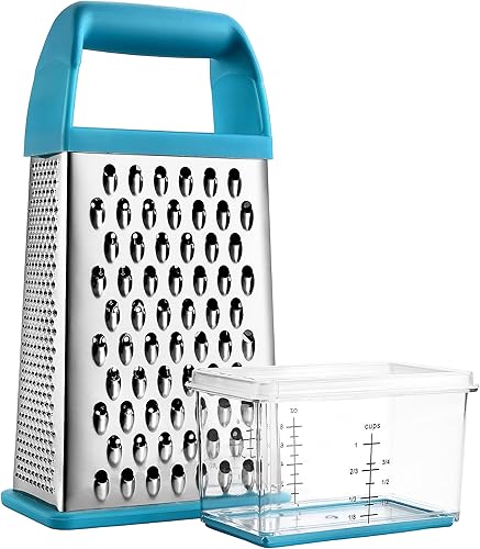 Miniatura 8 de Spring Chef Professional 10" Parmesan Cheese Grater With Container, Stainless Steel & Soft Grip Handle, 4 Sided Kitchen Cheese Shredder Handheld Box