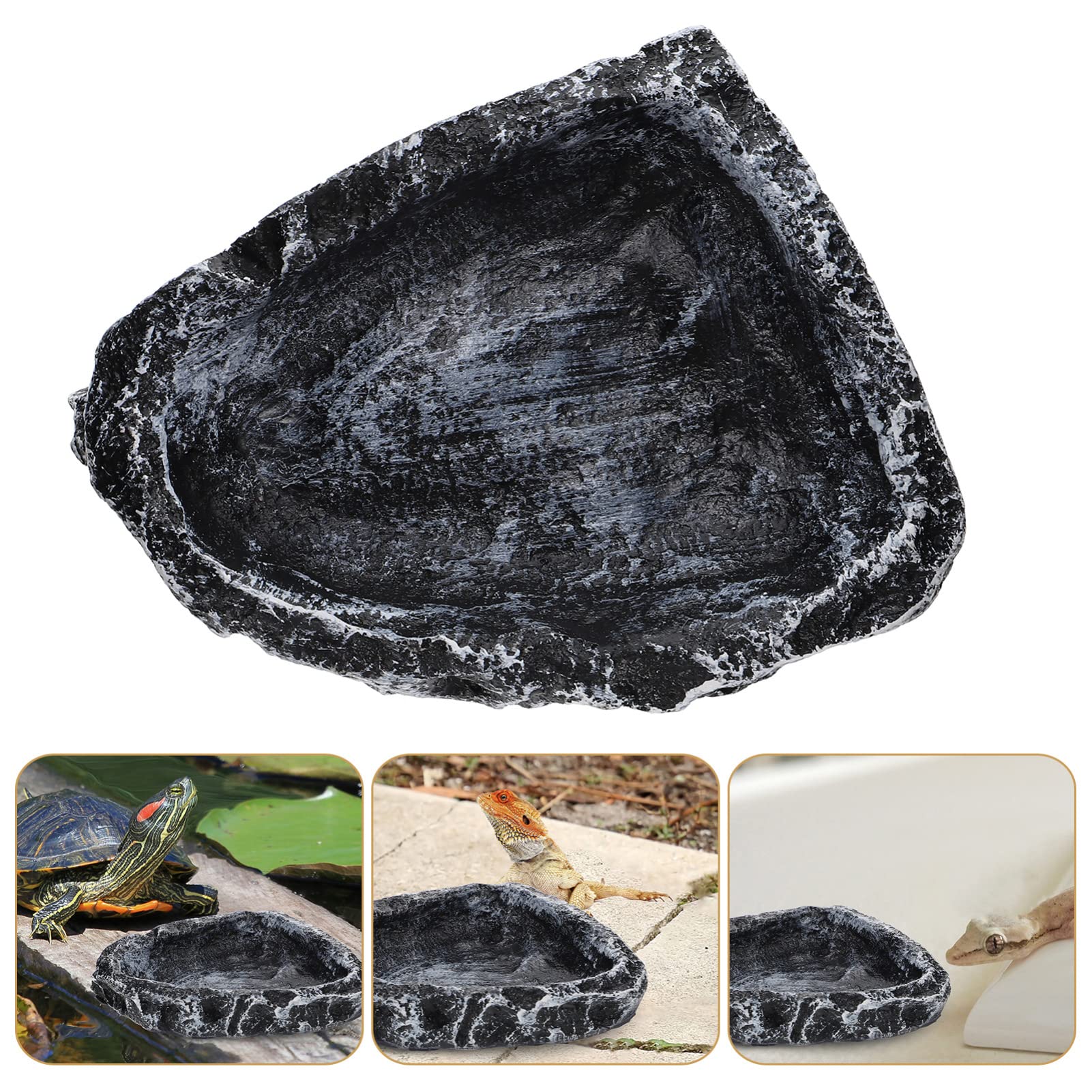 GALPADA Tortoise Water Bowl Feeder Durable Reptile Water Dish for Secure Eating Stable Design for Reptiles Natural Color for Comfort and Convenience