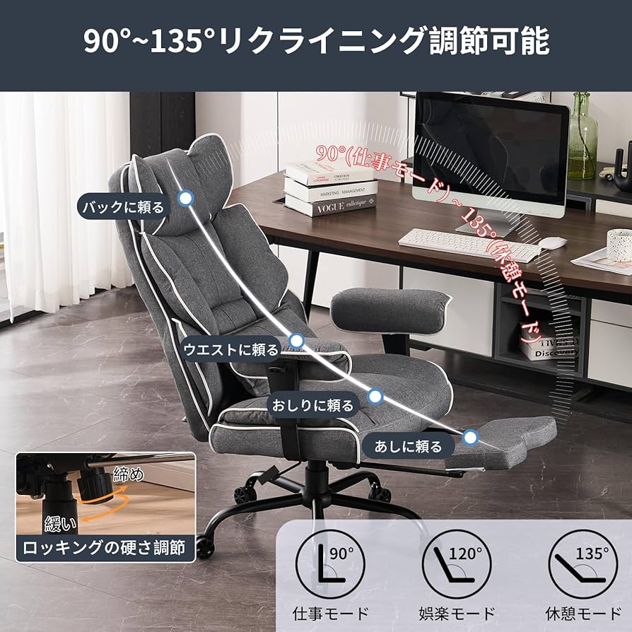 Amazon.co.jp: SKYE ゲーミングチェア ファブリック オフィス