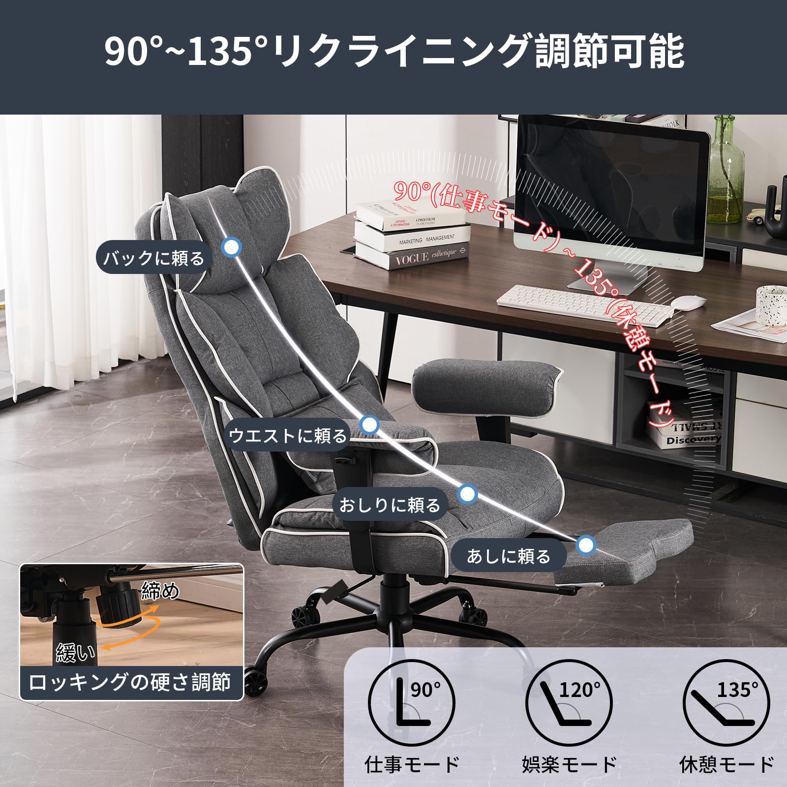 Amazon.co.jp: SKYE ゲーミングチェア ファブリック オフィスチェア