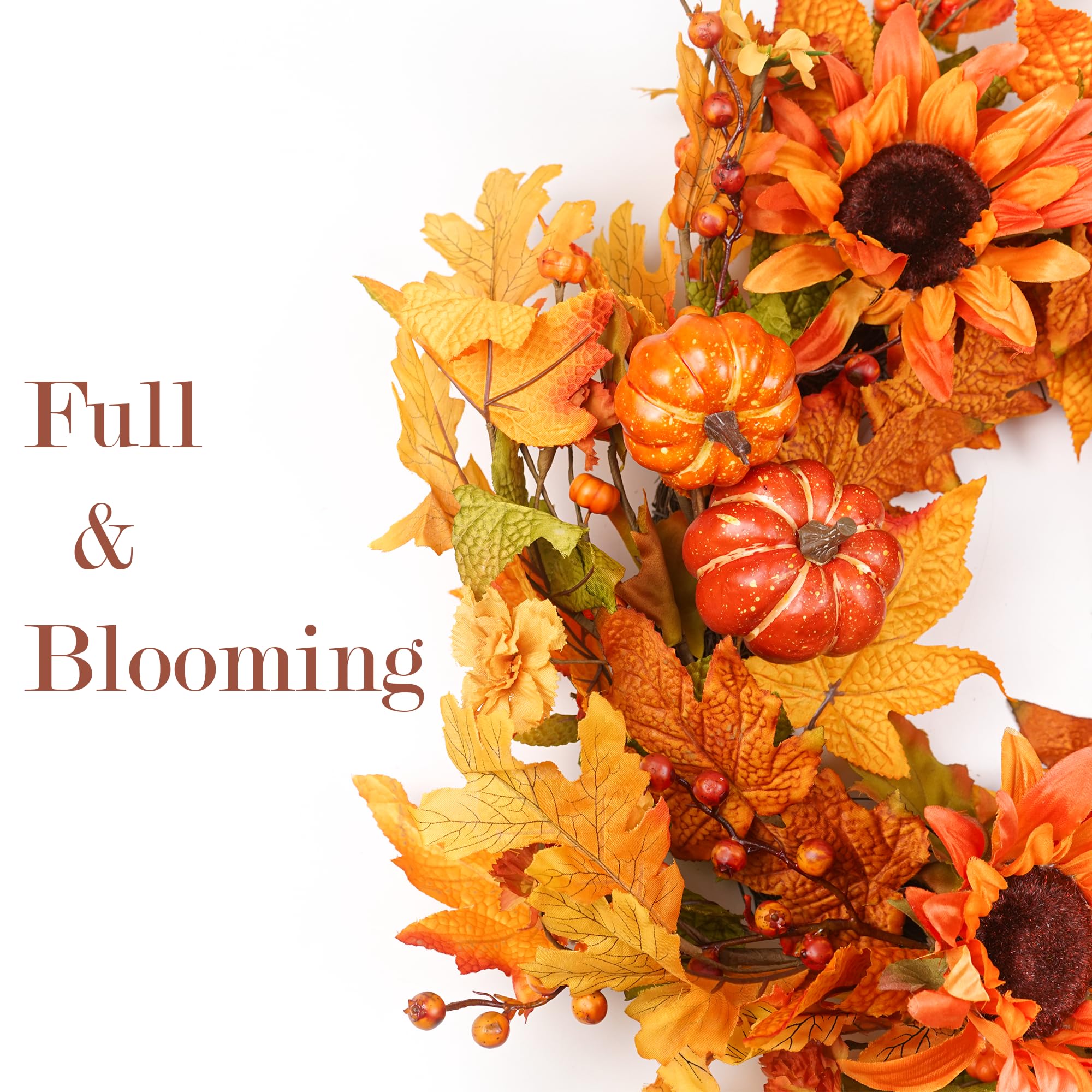 HomeKaren Fall Wreaths for Front Door 22 Inch, Fall Wreath with Pumpkin ...