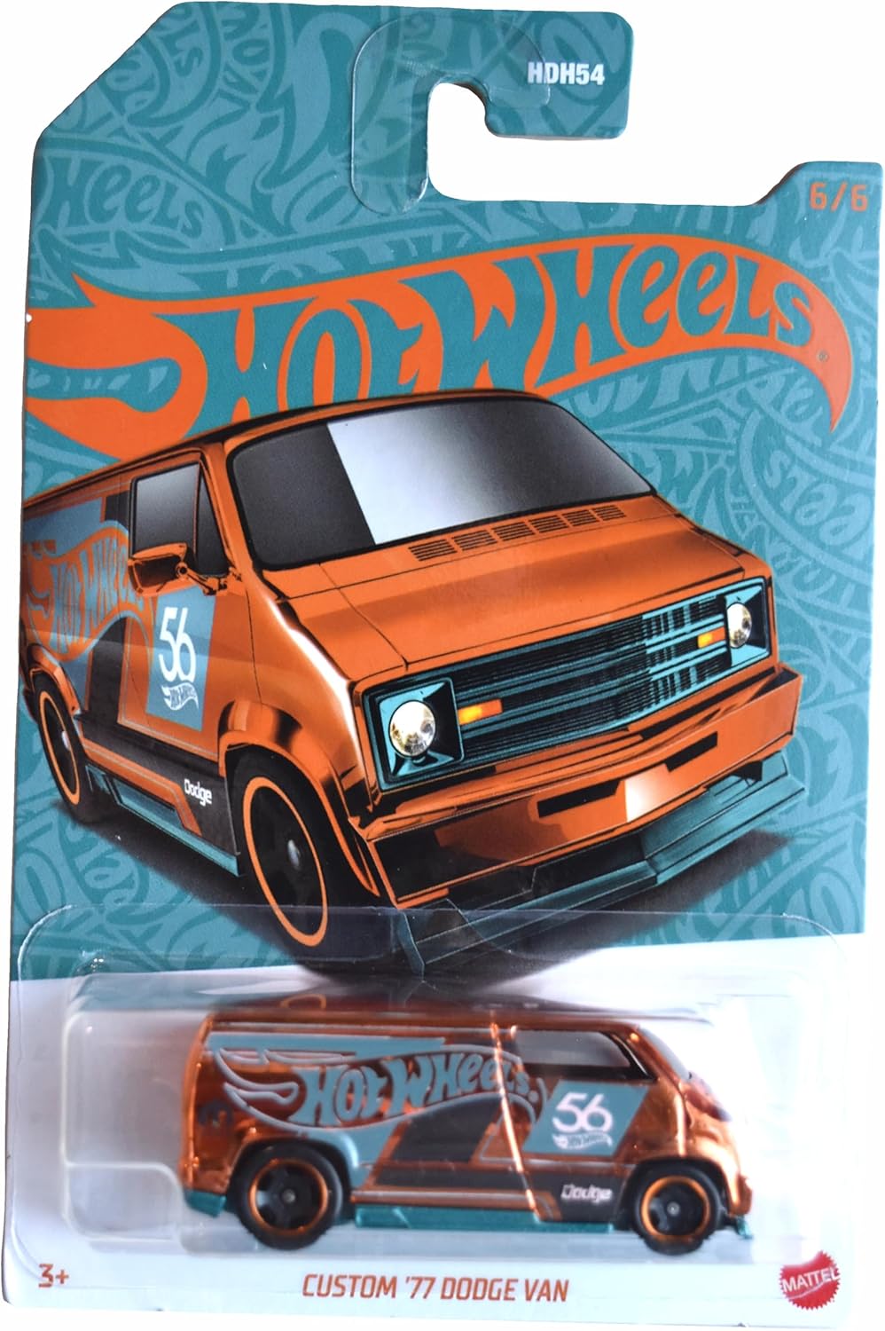Hot Wheels Custom '77 Dodge Van, Gold/Teal 6/6