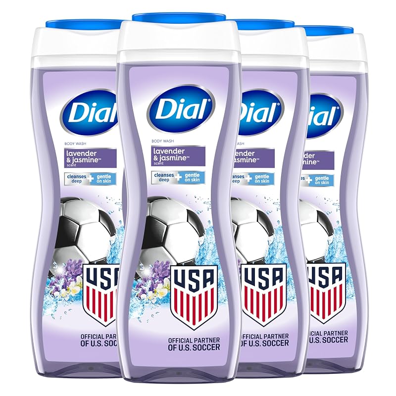 Sabonete líquido corporal Dial Calm & Soothe com fragrância de lavanda e jasmim, 4 unidades de 473 mL
