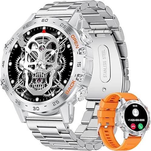 SUNKTA Military Smart Watch for Men(Answer/Dial Calls),1.43'' AMOLED/100 Sports Modes, 5ATM Waterproof Fitness Watch with Heart Rate/SpO2/pedometer