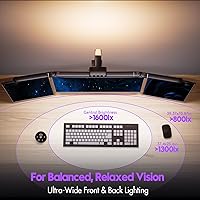 Vista 2 de Quntis 32.5" Architect Desk Lamps for Office Home Dorm - Eye Care 3 Light Bar 1100LM Bright, Ambient Backlight, Radar Sensor, Remote Control, 2H