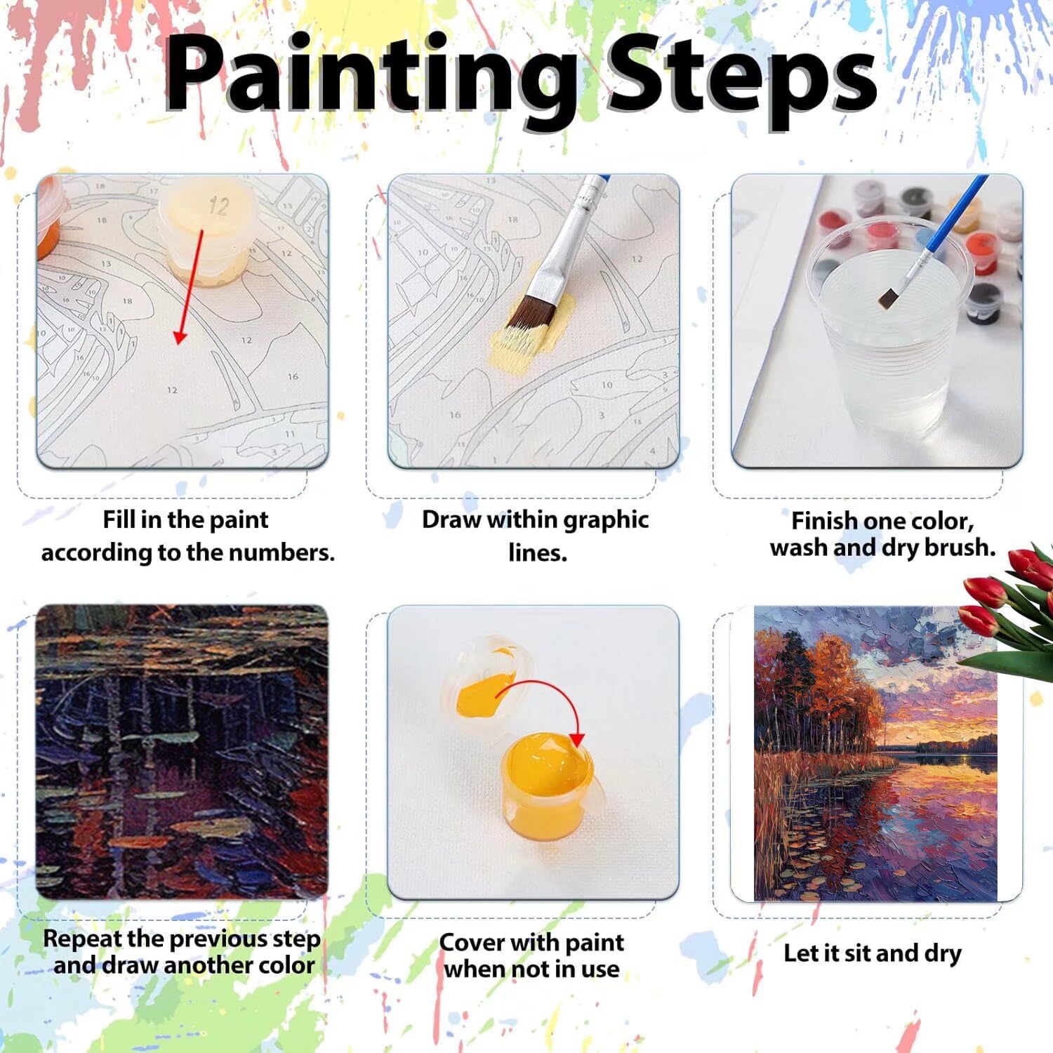 Pintar por Numeros Adultos pintar por numeros niños manualidades niños 10 años, DIY Pintar por Números de Pincel y Pintura acrílica Decoraciones para el Hogar Manualidades, sin Marco 60x80cm C-78