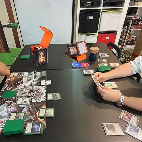 Miniatura 8 de Jaffzora Caja de cartas para MTG Commander, caja de almacenamiento de tarjetas para tarjetas intercambiables, estuche magnético de piel sintética,