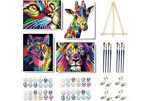 VIGEGU Paint by Numbers for Adults Animals, 4 Pack Exquisite Framed Canvas...