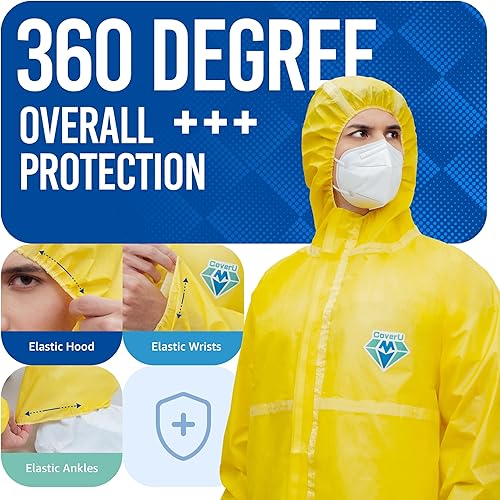Miniatura 2 de Medtecs Overol desechable traje de protección médica trajes de material peligroso PPE, protección química biológica impermeable cuerpo completo ropa