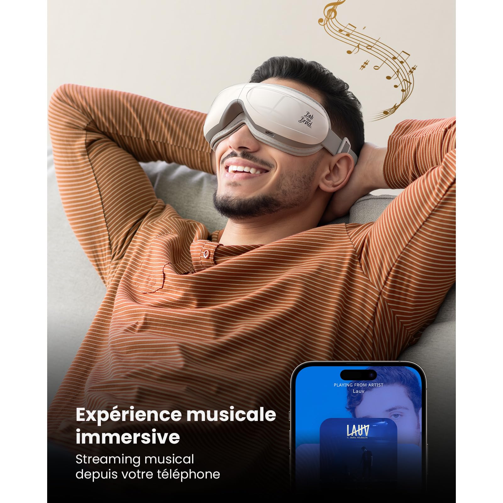 Bob and Brad EyeOasis 2 Plus Masseur oculaire avec télécommande et chaleur, masque massage yeux pour compression, fatigue, cernes, idée cadeau