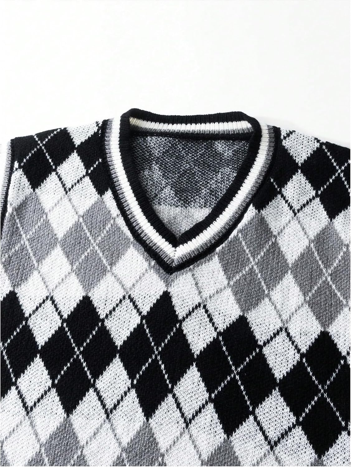 Floerns Men's Argyle Knit Sweater Vest Fall Sleeveless V Neck Pullover Tops
