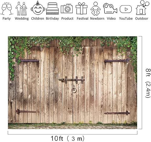 Miniatura 3 de Riyidecor Fondo de madera rústica para puerta de granero de 10 pulgadas de ancho x 8 pies de alto, tablón de madera marrón antiguo, shabby chic,