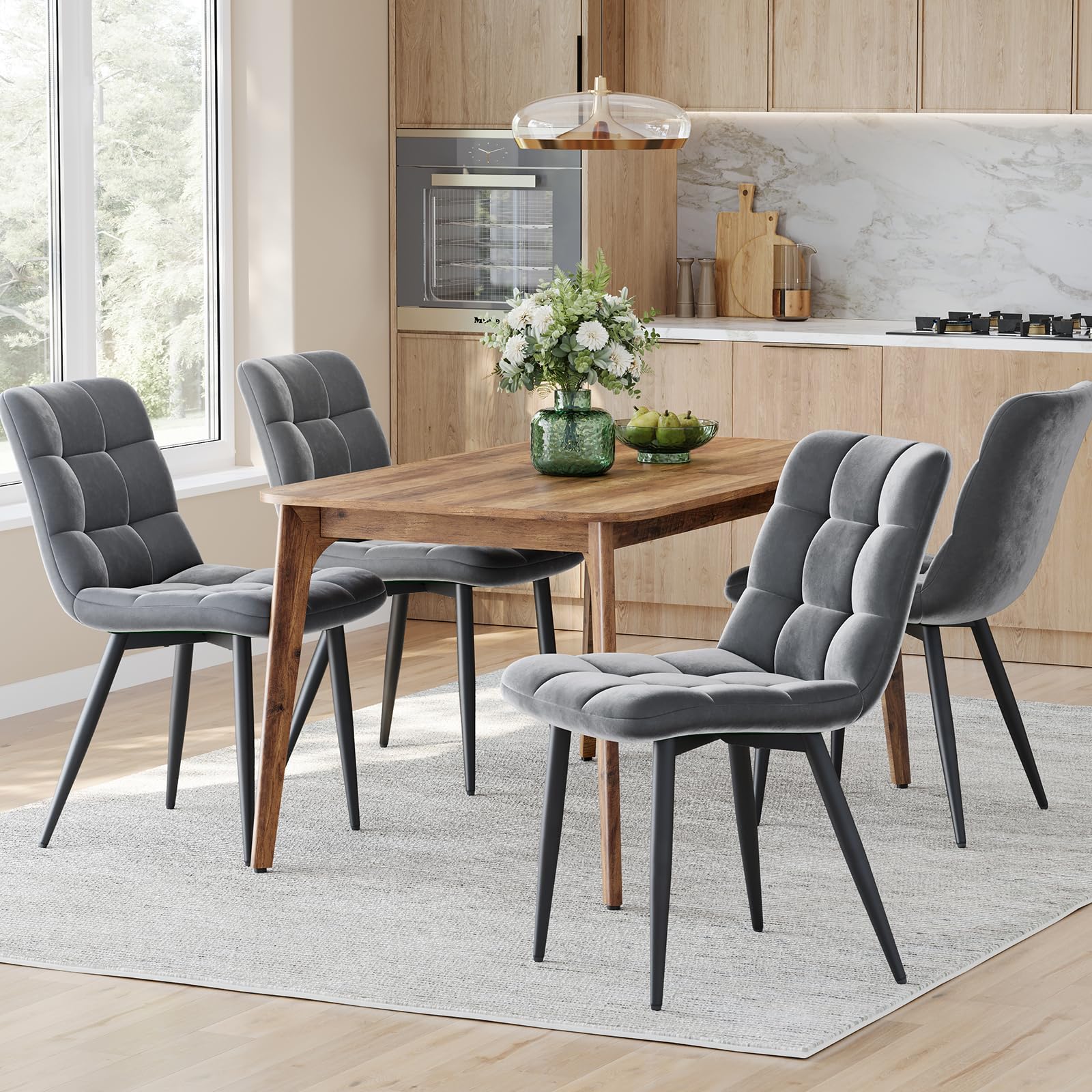 INRE Chaises de Salle à Manger Lot de 4 Gris Foncé
