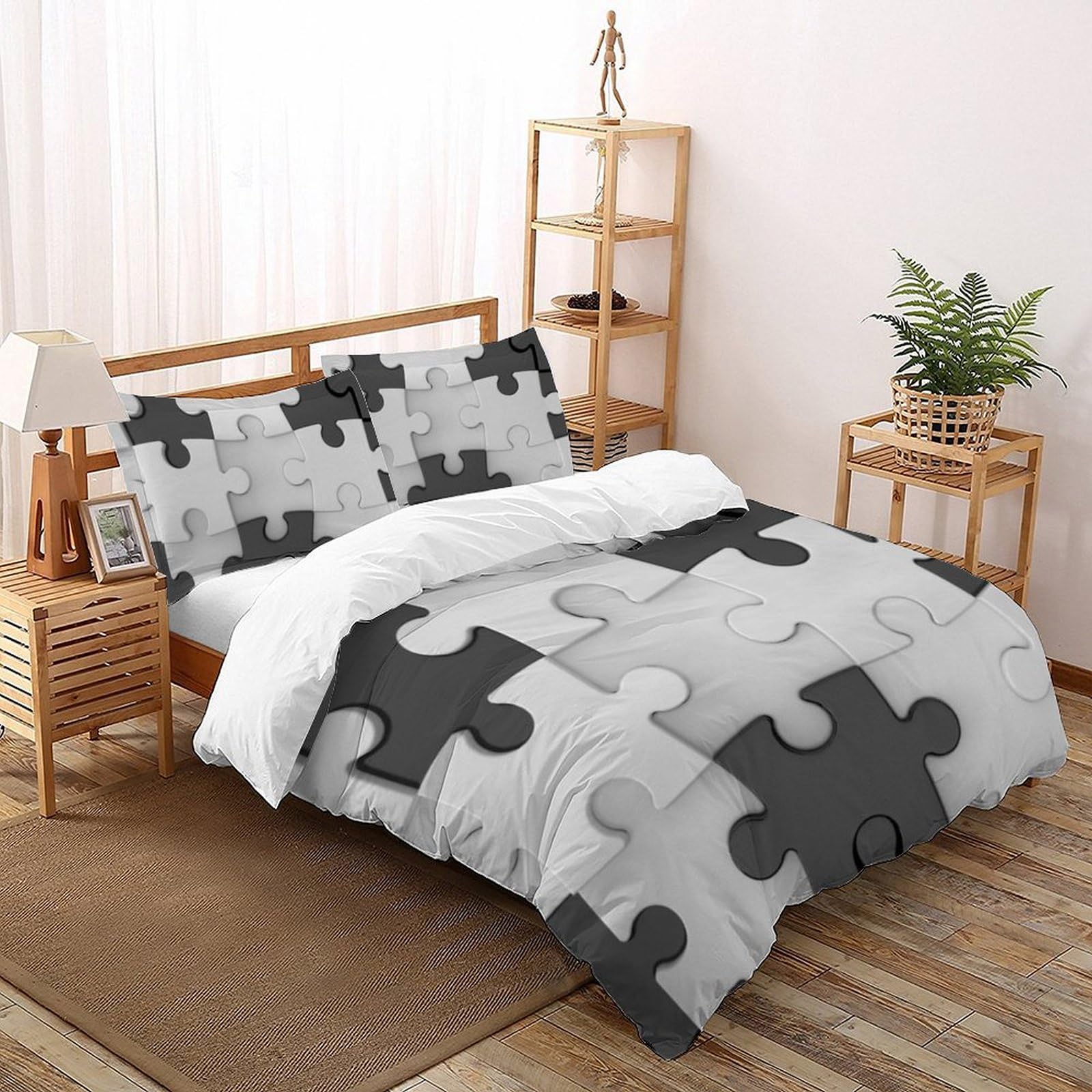 Housse de couette géométrique parure de lit adulte 260x220 cm motif irrégulier moderne