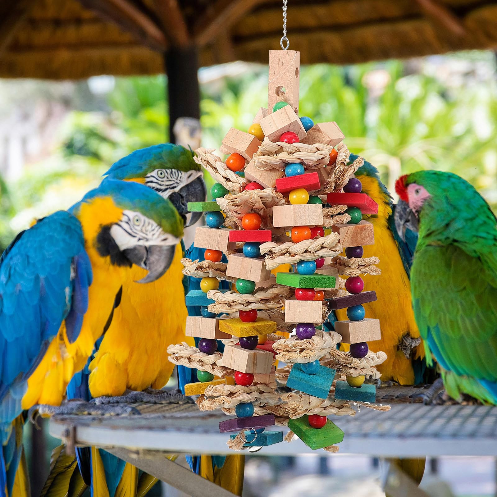 Hohopeti Vogelspielzeug für Papageienkäfige und Baumwollseil Hängendes Kauspielzeug mit Verschleißfester Oberfläche zur Beschäftigung von Vögeln im Käfig