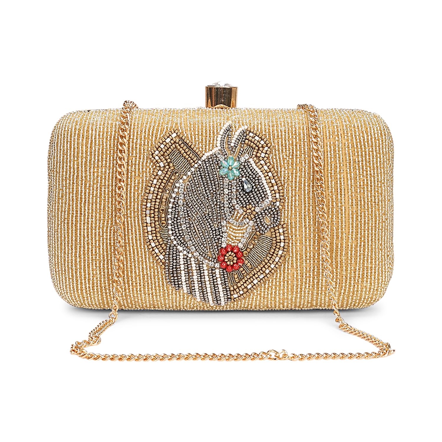 LONGING TO BUY Hand Crafted Designer Box Clutch - Zari Embroidery For Women