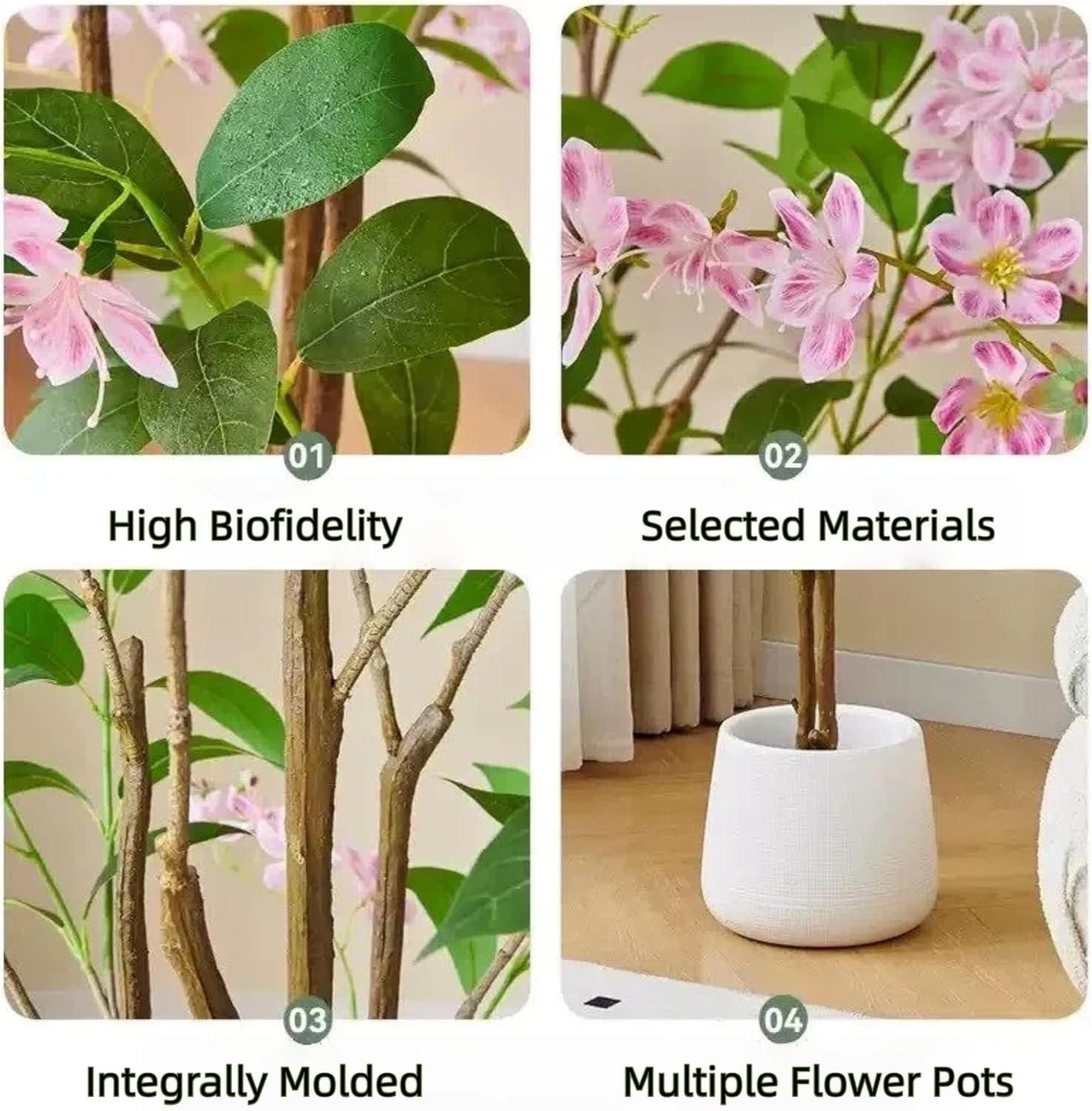 Artificial Jasmine Tree, 5ft Tall Faux Tree Potted Clerodendrum Tree with Natural Branches and Realistic Leaves Artificial Plants Indoor for Home Office Decor，Lifelike Fake Plants