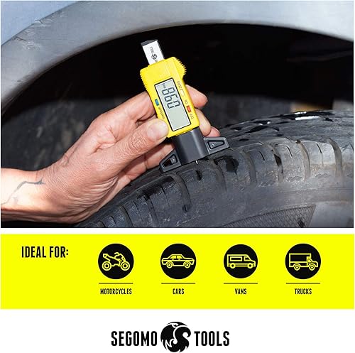 Miniatura 8 de Segomo Tools Herramienta de medición digital LCD de profundidad de banda de rodadura de neumáticos con conversión de milímetros y pulgadas